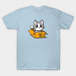 Cute Cat In Box Cartoon T-Shirt